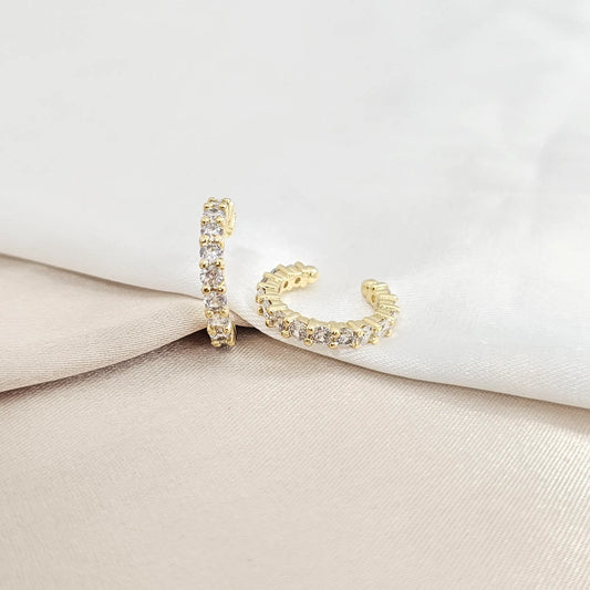 Earcuff Circonias Cristal Dorado Rf K8160