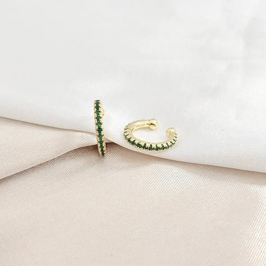 Earcuff Circonias Verde Dorado Rf K8165