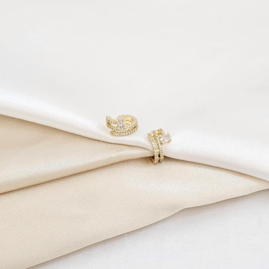 Earcuff Crystal Con Circones Dorado Rf K6123