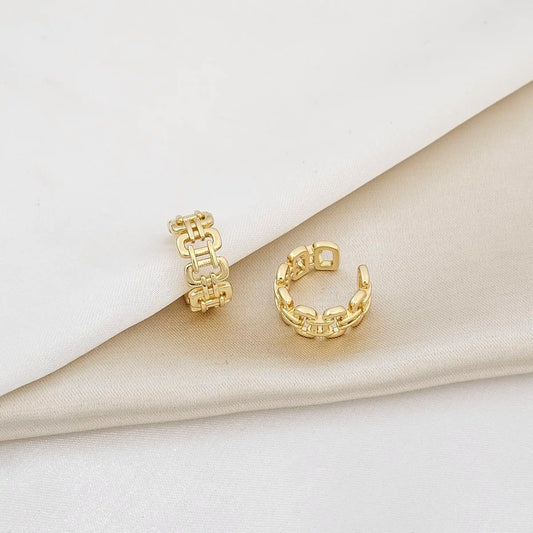 Earcuff Cuadros En Cadena Dorado Rf K5386