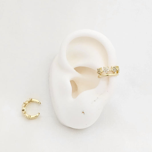 Earcuff Cuatro Estrellas Circones Dorado Rf K7002