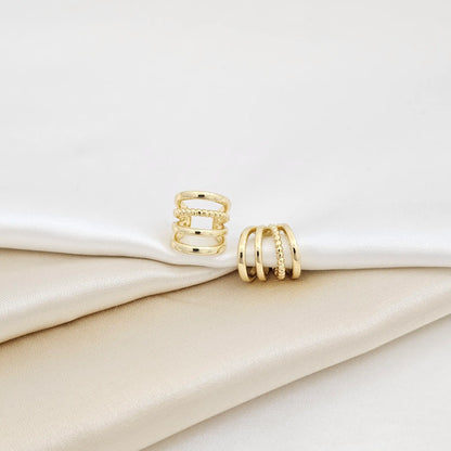 Earcuff Cuatro Lineas Lisas Con Lazo Dorado Rf K7040
