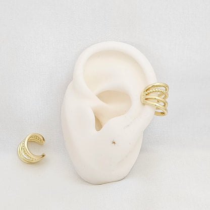 Earcuff Cuatro Lineas Lisas Con Lazo Dorado Rf K7040