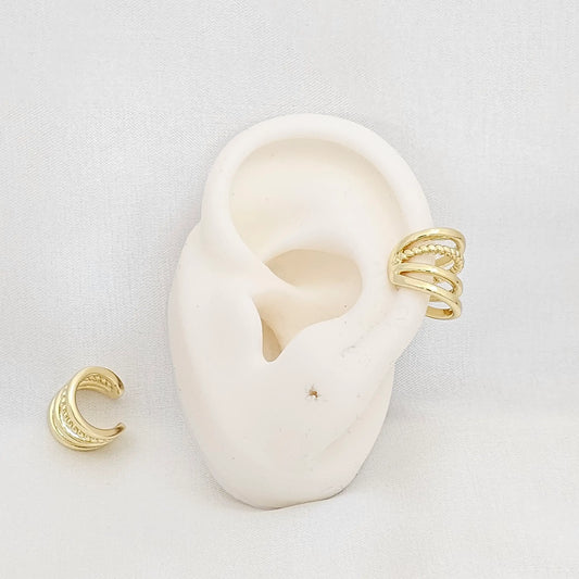 Earcuff Cuatro Lineas Lisas Con Lazo Dorado Rf K7040