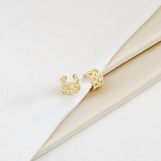 Earcuff Doble Cadena Dorado Rf K6176