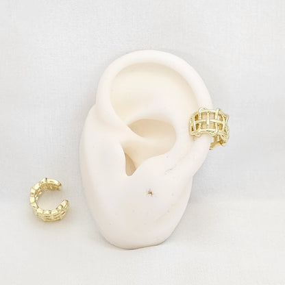 Earcuff Doble Lineas Serpiente Dorado Rf K7039