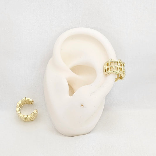 Earcuff Doble Lineas Serpiente Dorado Rf K7039