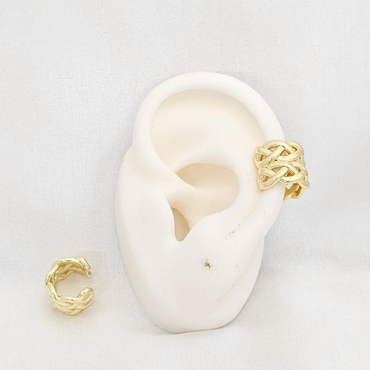 Earcuff Doble Trenzas Dorado Rf K6171