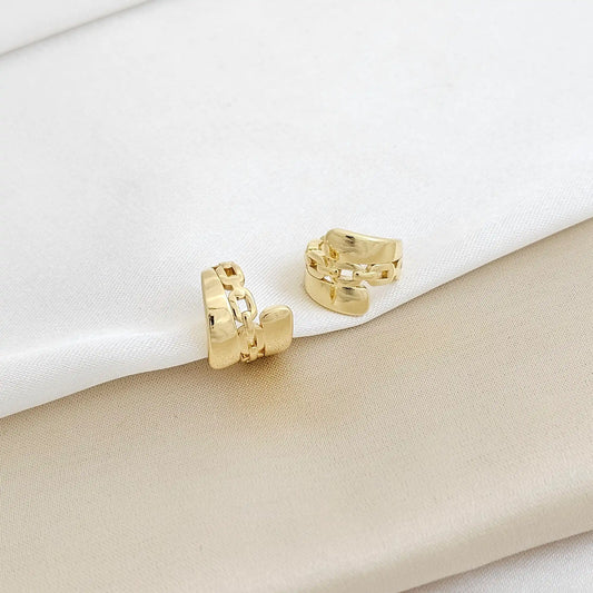 Earcuff En Cadena Liso Dorado Rf K3200
