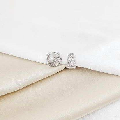 Earcuff Grueso Liso Y Con Circones Plateado Rf K7225