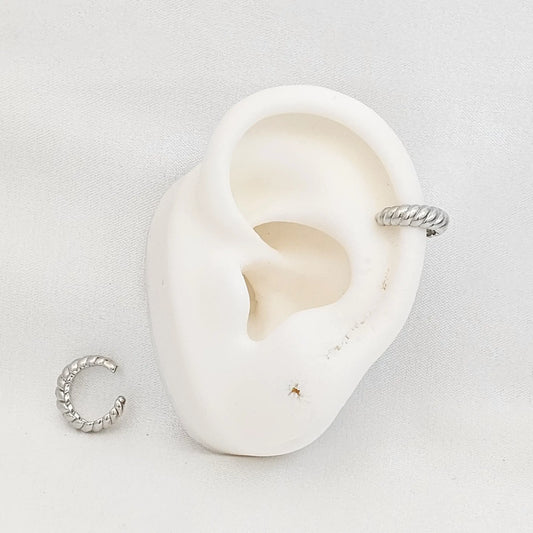 Earcuff Lazo Liso Plateado Rf K7239
