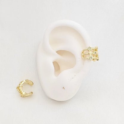 Earcuff Lineas Con Ocho Estrellas Dorado Rf K7009