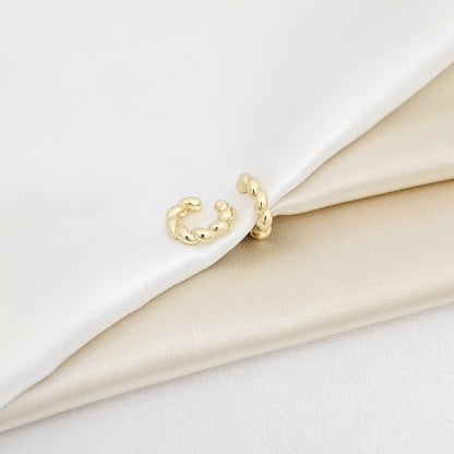Earcuff Mediano Trenzas Gruesas Dorado Rf K6873