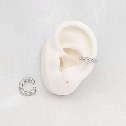 Earcuff Mediano Trenzas Gruesas Plateado Rf K6874