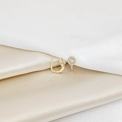 Earcuff Mini Aro Con Circones Dorado Rf K7192