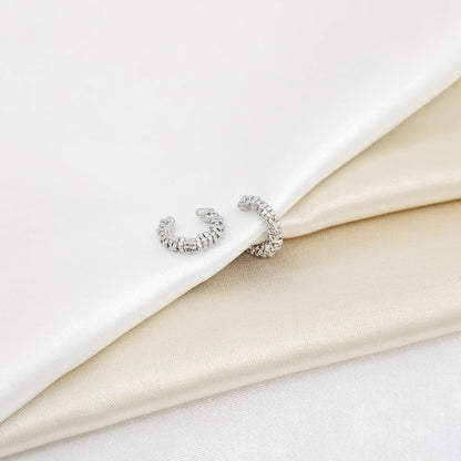 Earcuff Mini Cuadros En Fila Plateado Rf K6882