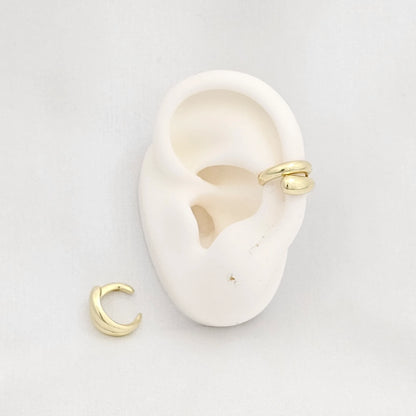 Earcuff Pequeño Doble Linea Lisa Dorado Rf K6883