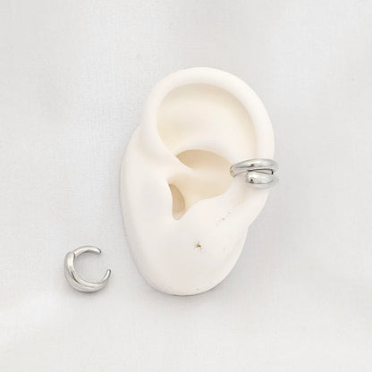 Earcuff Pequeño Doble Linea Lisa Plateado Rf K6884