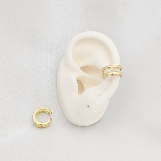 Earcuff Pequeño Doble Linea Liso Dorado Rf K6869