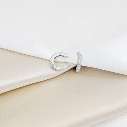 Earcuff Pequeño Liso Y Con Circones Plateado Rf K7187