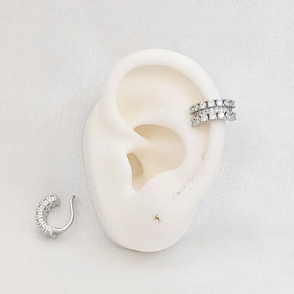 Earcuff Tres Lineas Circones Redondos Plateado Rf K7205