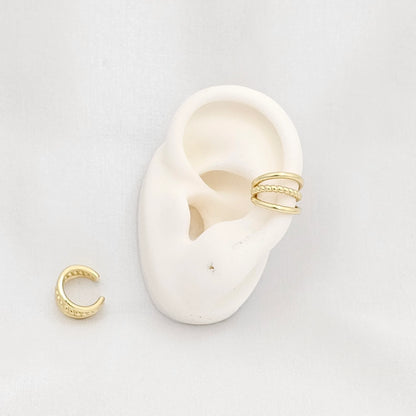 Earcuff Tres Lineas Lisas Con Lazo Dorado Rf K6894
