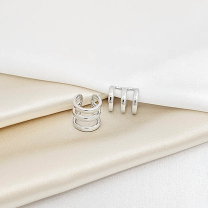 Earcuff Tres Lineas Lisas Plateado Rf K7191