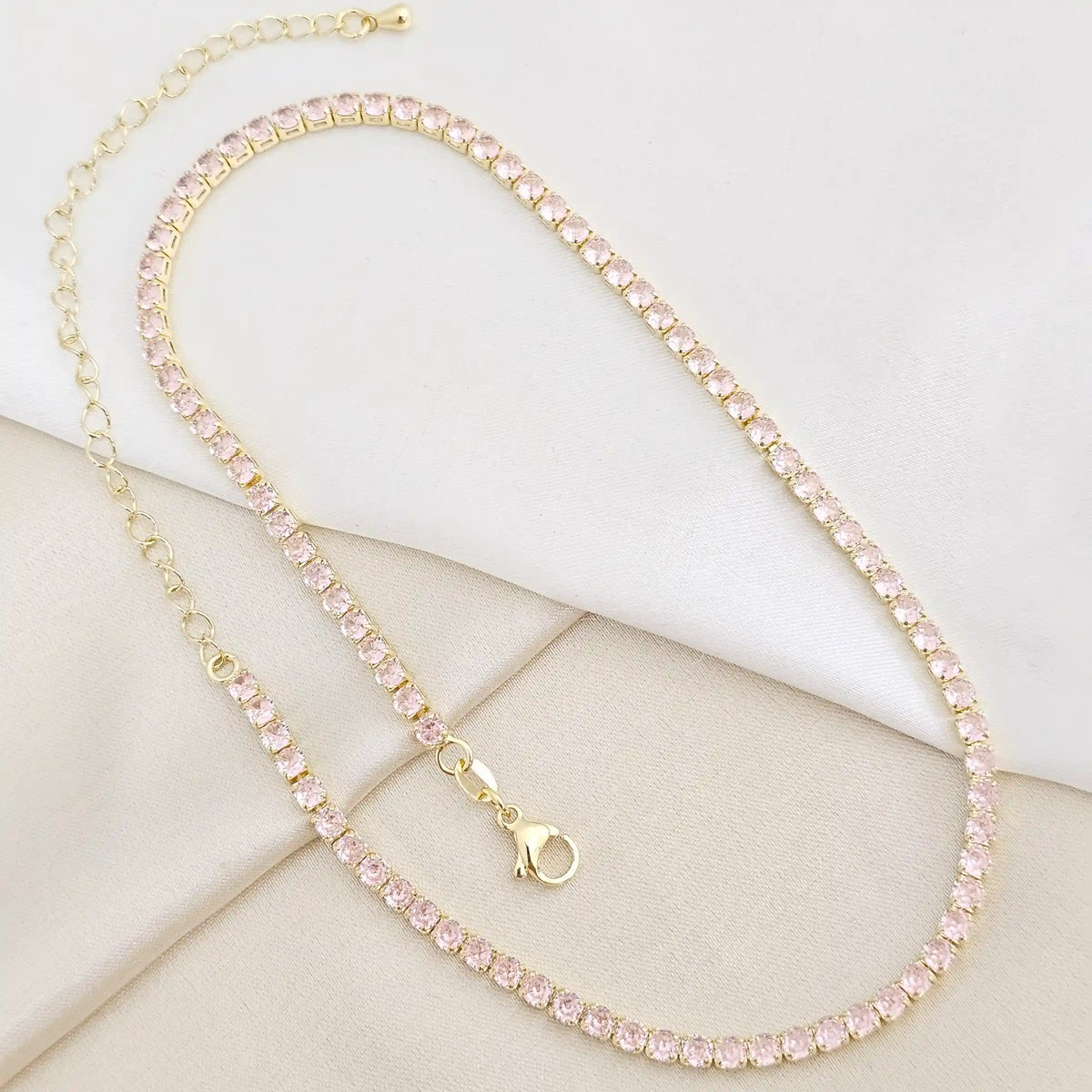 Gargantilla Circones Rosado Con Extensor Dorado Rf K7855