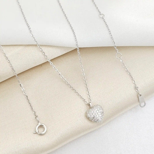 Gargantilla Corazon Pave Crystal 7Mm 40 Cms + Ext Plata 925 B/S/40003