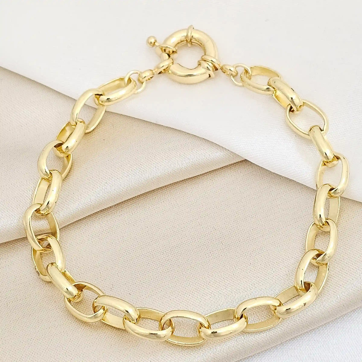 Pulsera Aros Pequeños Gruesos Con Broche Dorado Rf K7364