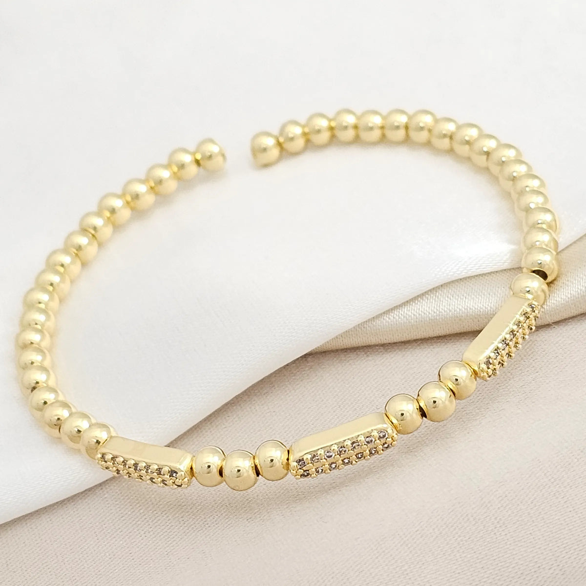 Pulsera  Balines #4  Y Circones Dorada Rf K8276