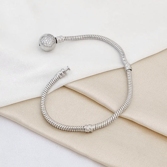 Pulsera Broche Bola Con Circones Plateado Rf K4215