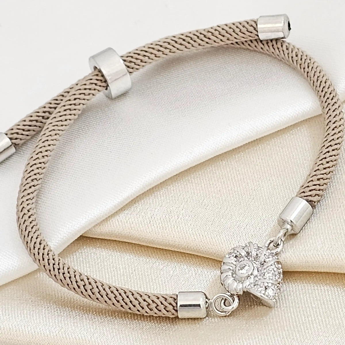 Pulsera Chocol Ajustable C / Herraje Caracol Plat