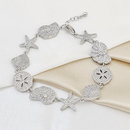 Pulsera Concha Caracol Y Estrella Circones Dorado Rf K5440