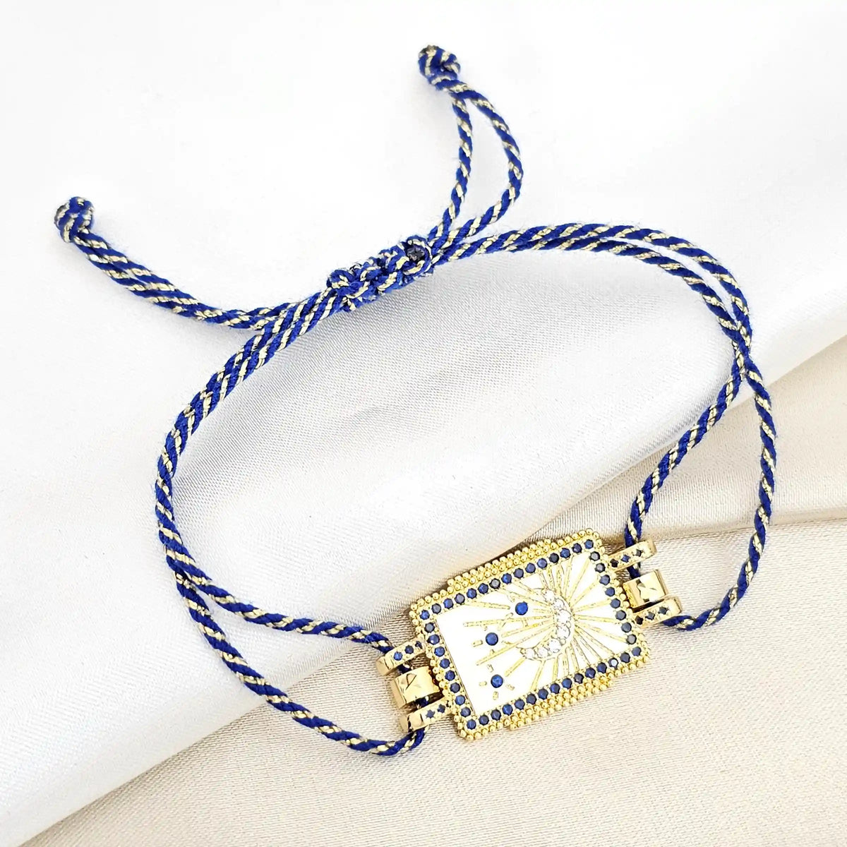 Pulsera Cordon Azul Dije Luna Circones Azules Rf K6456
