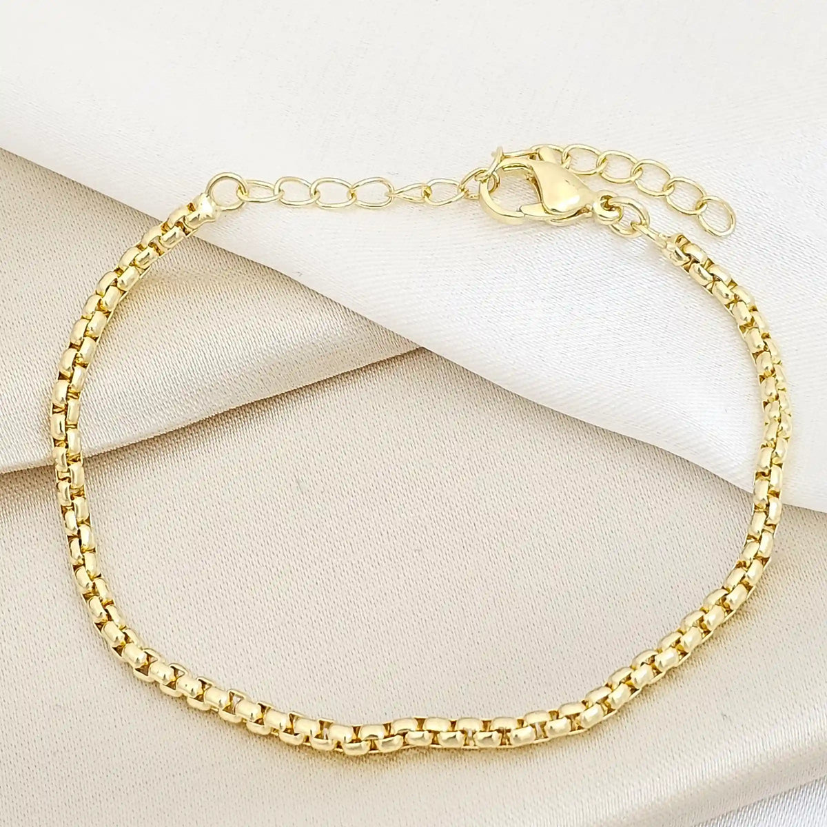 Pulsera Cubos 2,5Mm Con Extensor Dorado Rf K7467