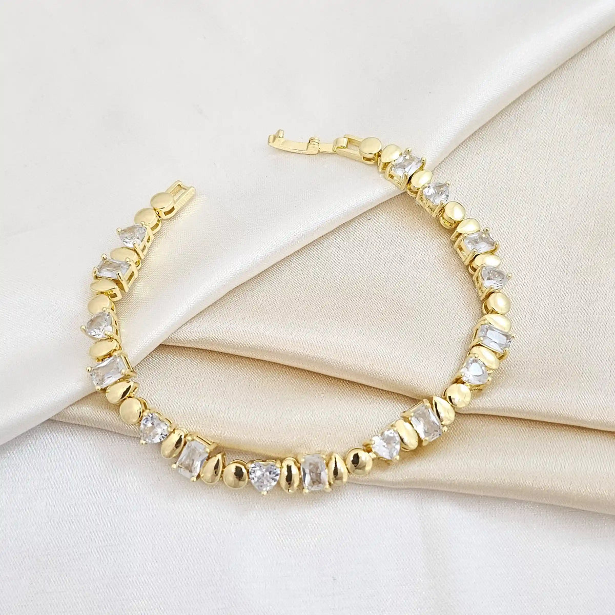 Pulsera Figuras Con Circones Cristal Dorado Rf K4302