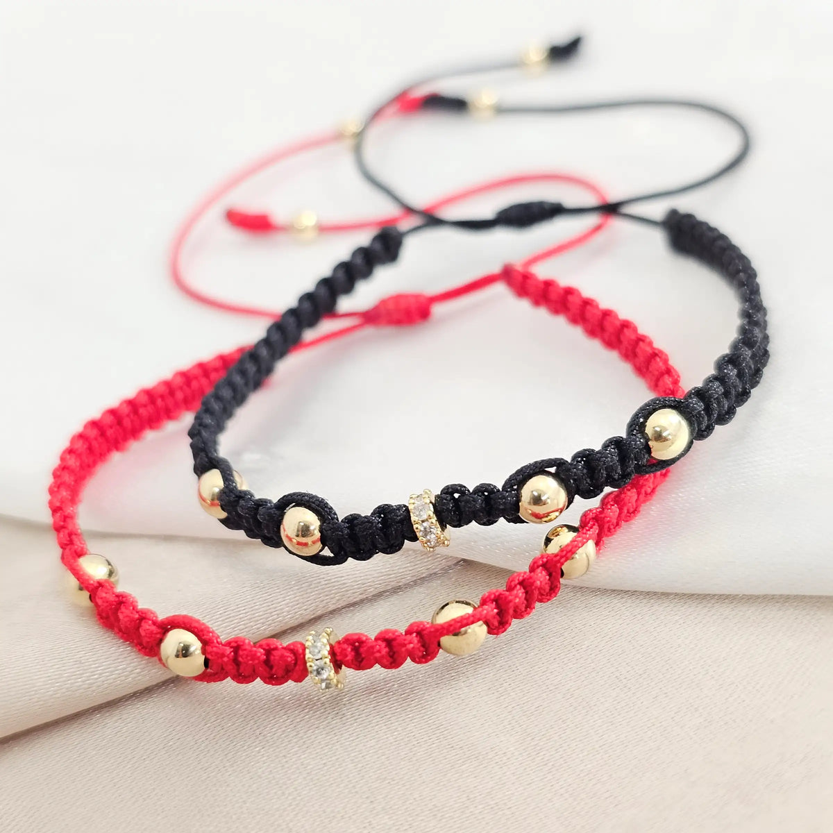 Pulsera Gold # 3 ,4 Duo H Circon Negra Y Roja