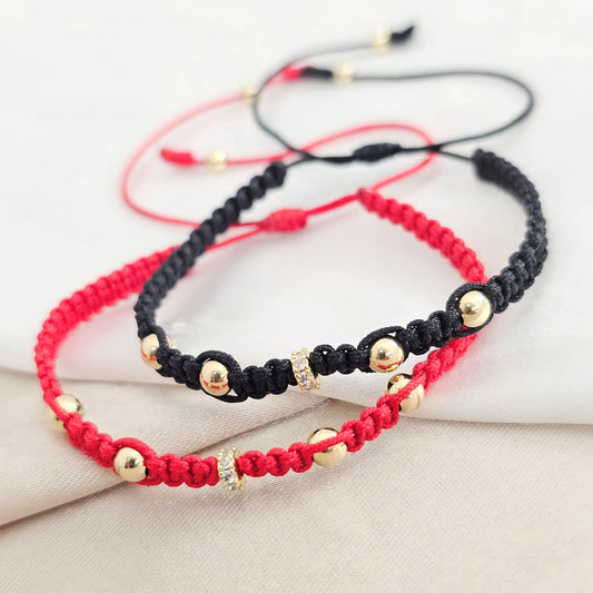 Pulsera Gold # 3 ,4 Duo H Circon Negra Y Roja