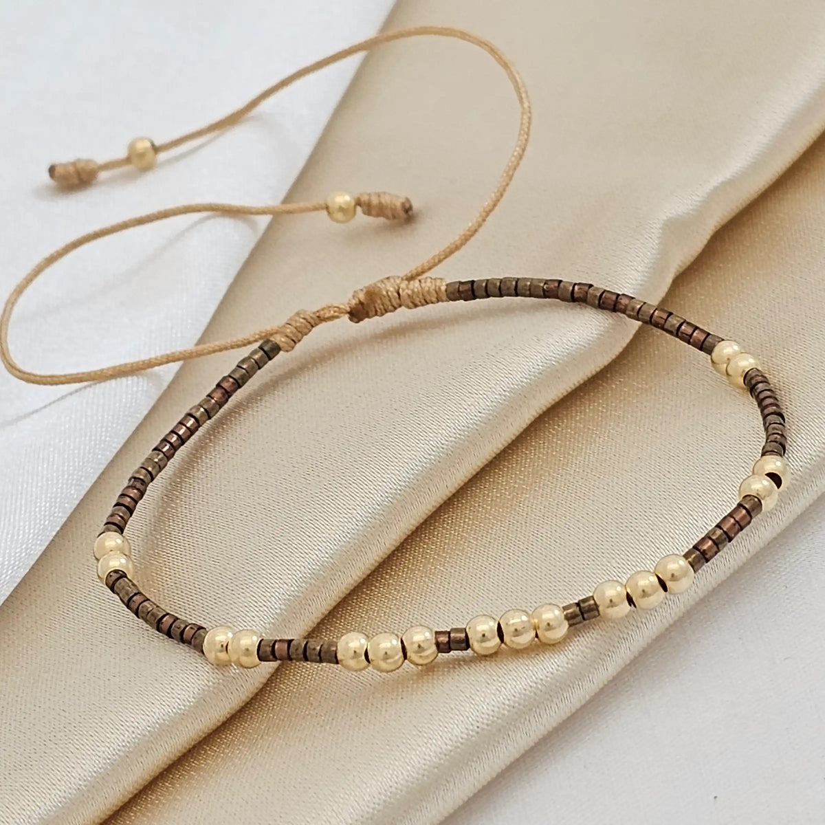 Pulsera Gold # 3 Miyuki Dorada 19 Balines