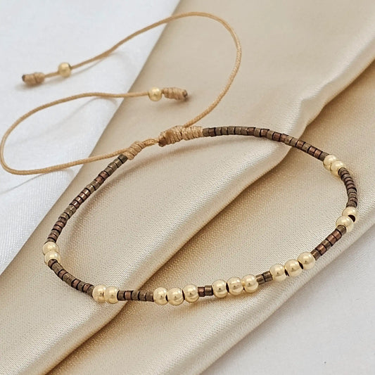 Pulsera Gold # 3 Miyuki Dorada 19 Balines