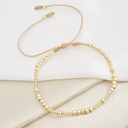 Pulsera Gold #3 Miyuki Dorada 31 Balines