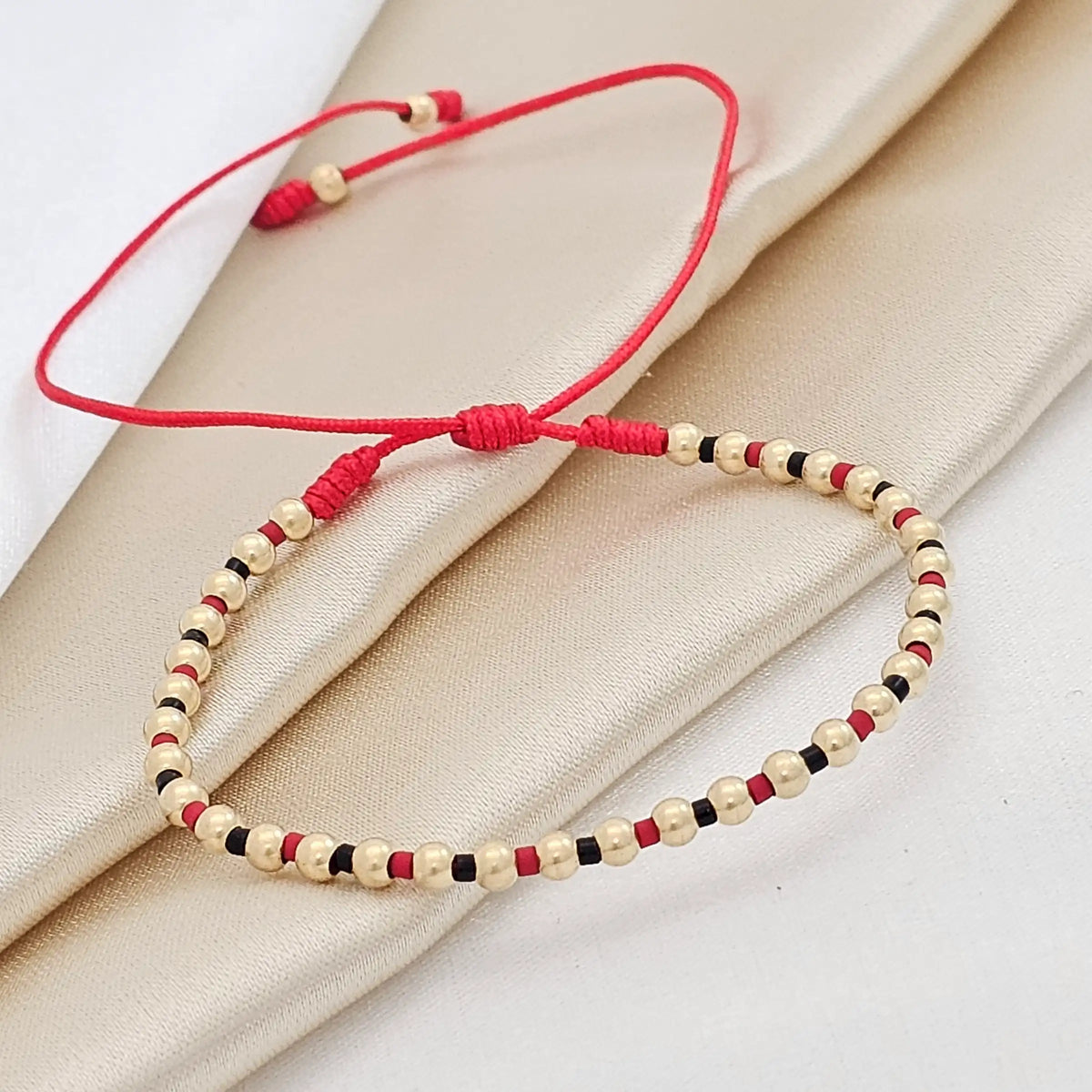 Pulsera Gold # 3 Miyuki Rojo Y Negro