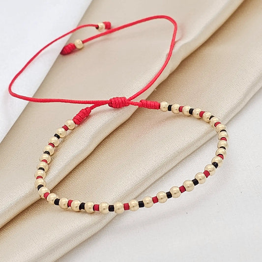Pulsera Gold # 3 Miyuki Rojo Y Negro