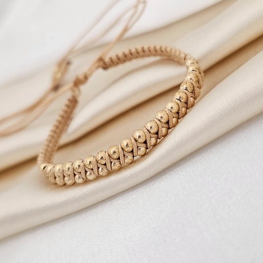 Pulsera Gold  Macrame  # 3 Multibalin Beige
