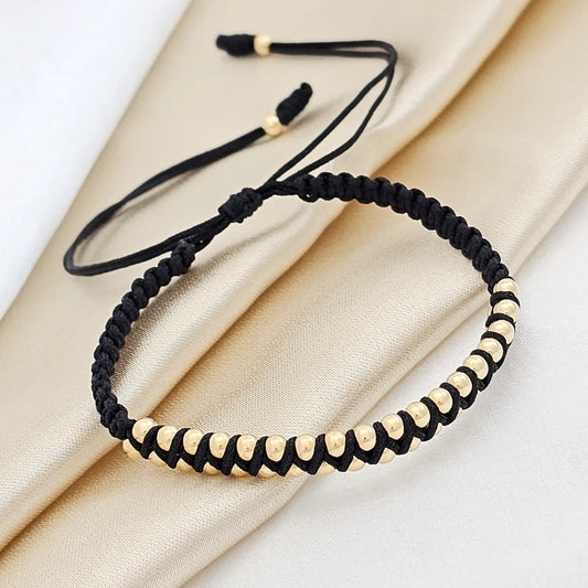 Pulsera Gold Macrame # 3 Multibalin Negra