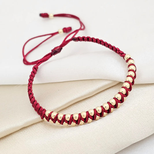 Pulsera Gold # 3 Multibalin Vino Tinto