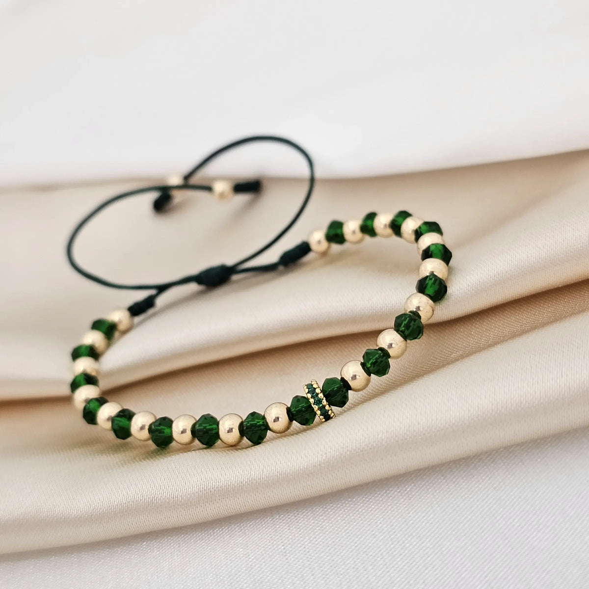 Pulsera Gold # 4 Circonia Verde Militar