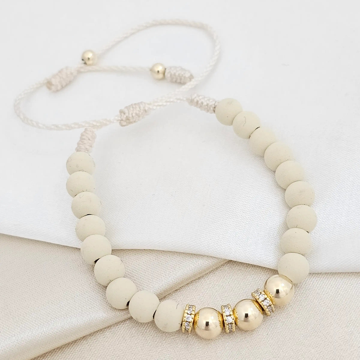 Pulsera Gold # 6 Circones Cristal Beige