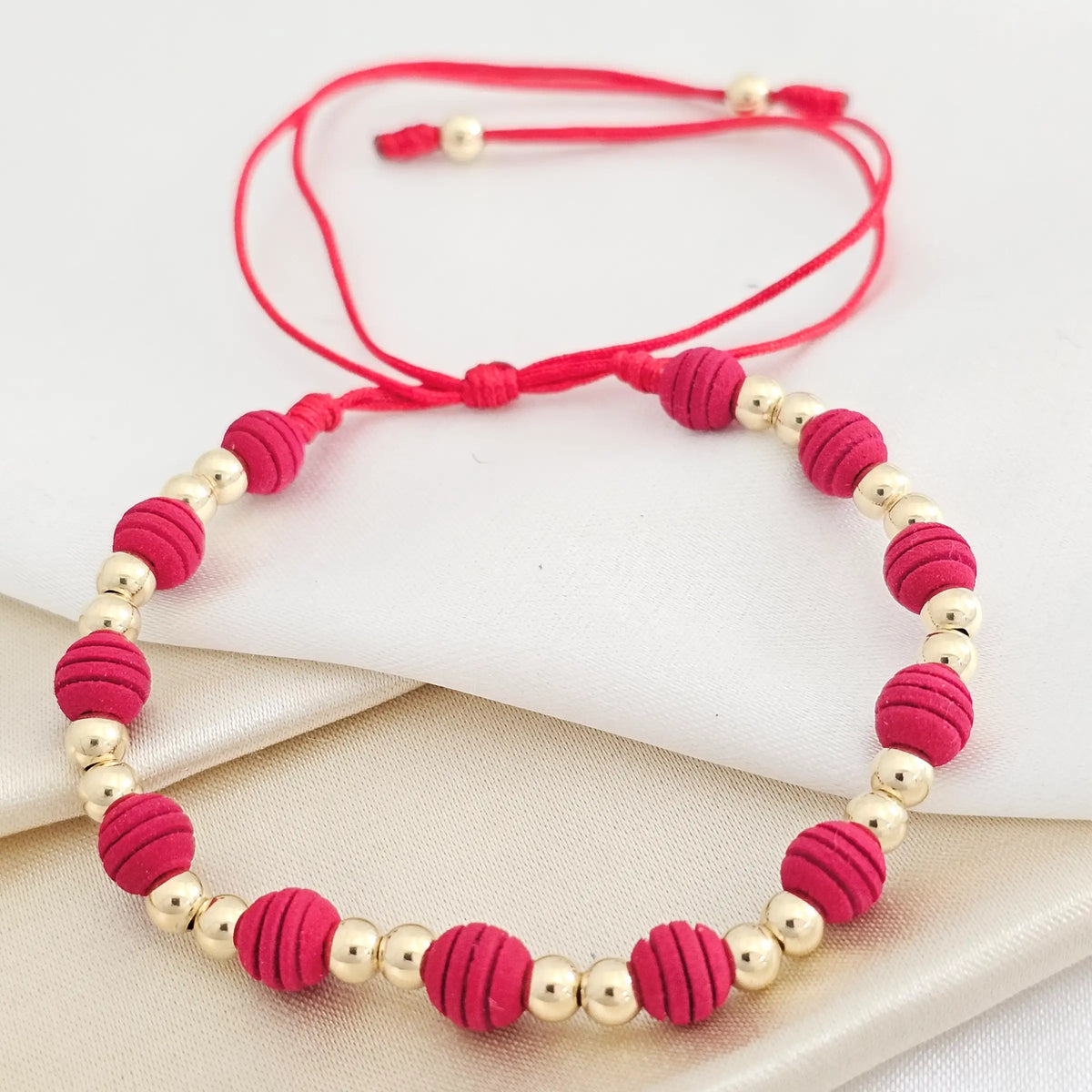 Pulsera Gold Balin #4 Neopreno Ranurado #6 Roja